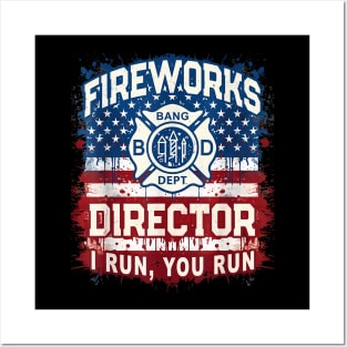 USA Flag FIREWORKS DIRECTOR Safety Tech Tech Boom Squad Posters and Art